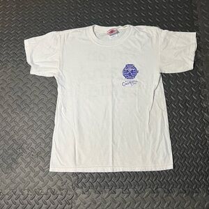 Casual White and Blue Graphic Long Sleeve Tee